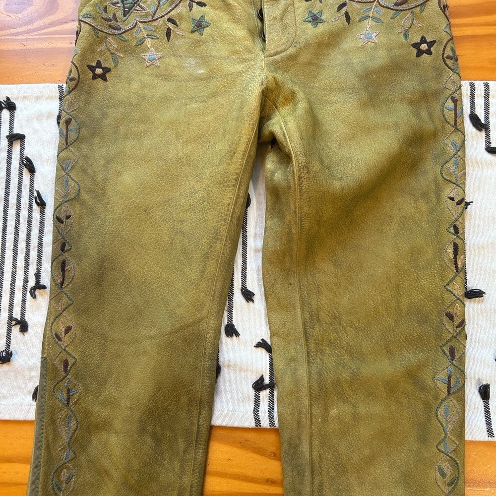 VINTAGE - RALPH LAUREN 1980’s Floral Embroidered Leather Pants - RARE ! - Picture 13 of 13